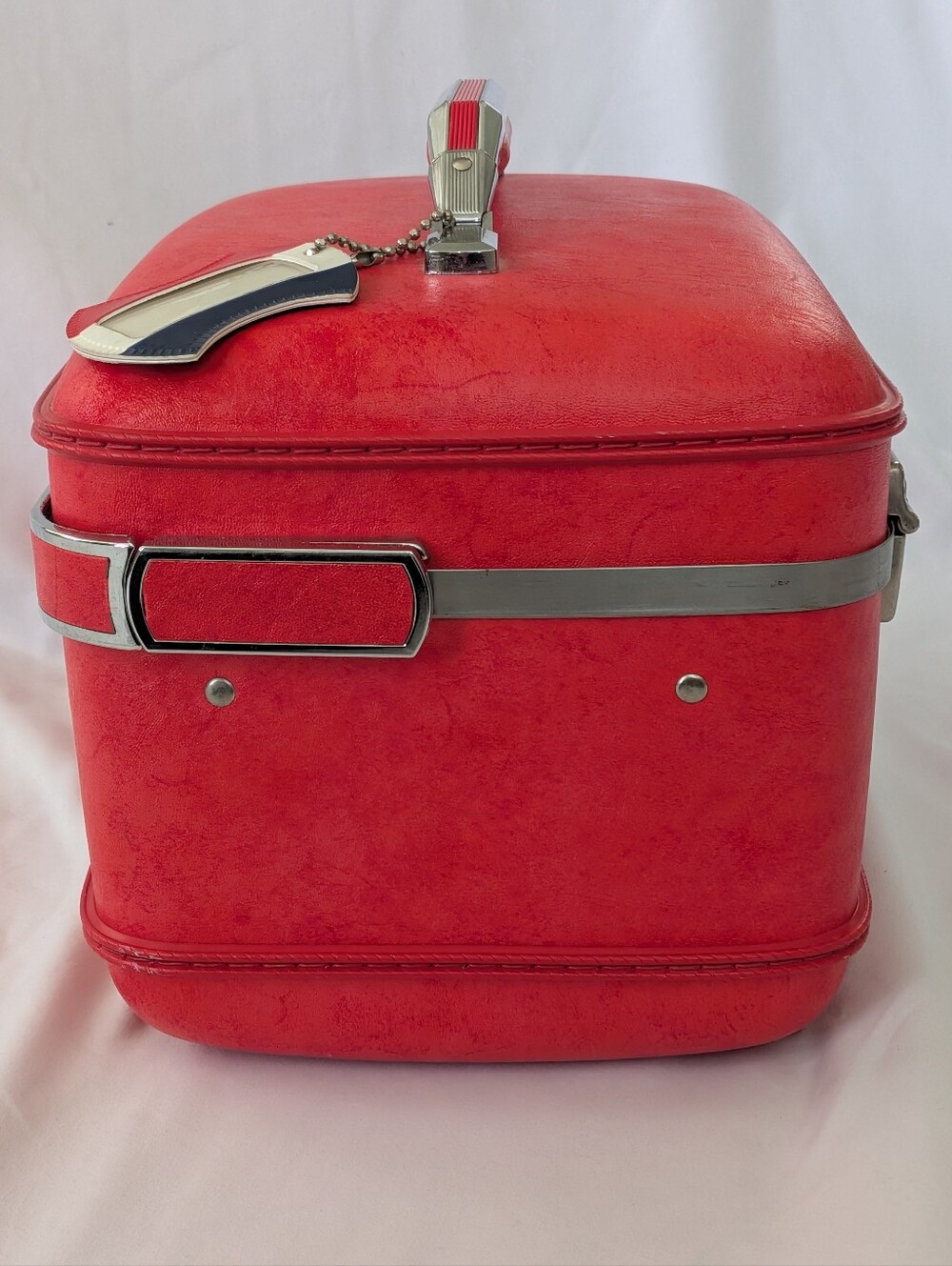 VTG American Tourister Poppy Red Train Case Hard Shell Makeup Luggage Combo Lock - Picture 5 of 16
